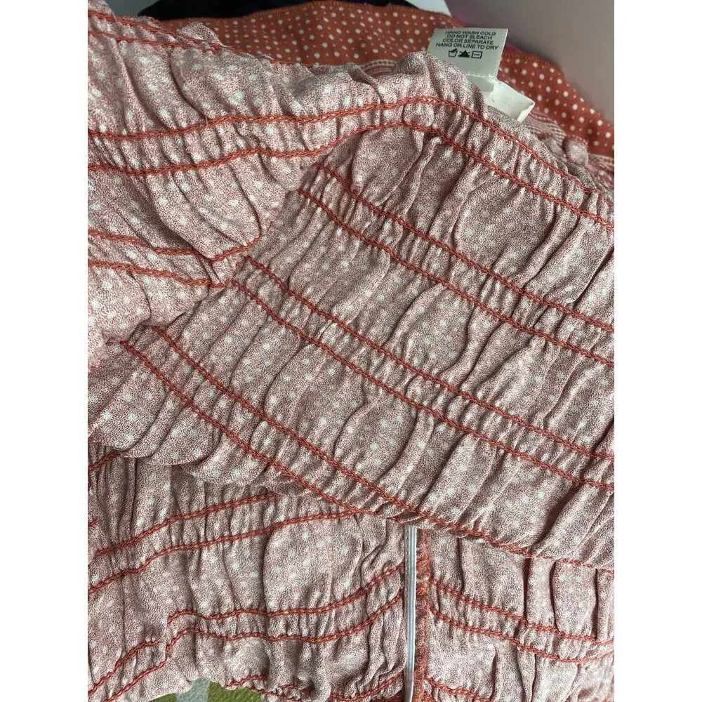 Urban Romantics Womens Off Shoulder Peasant Polka Dot Blouse NEW Small - Picture 8 of 10